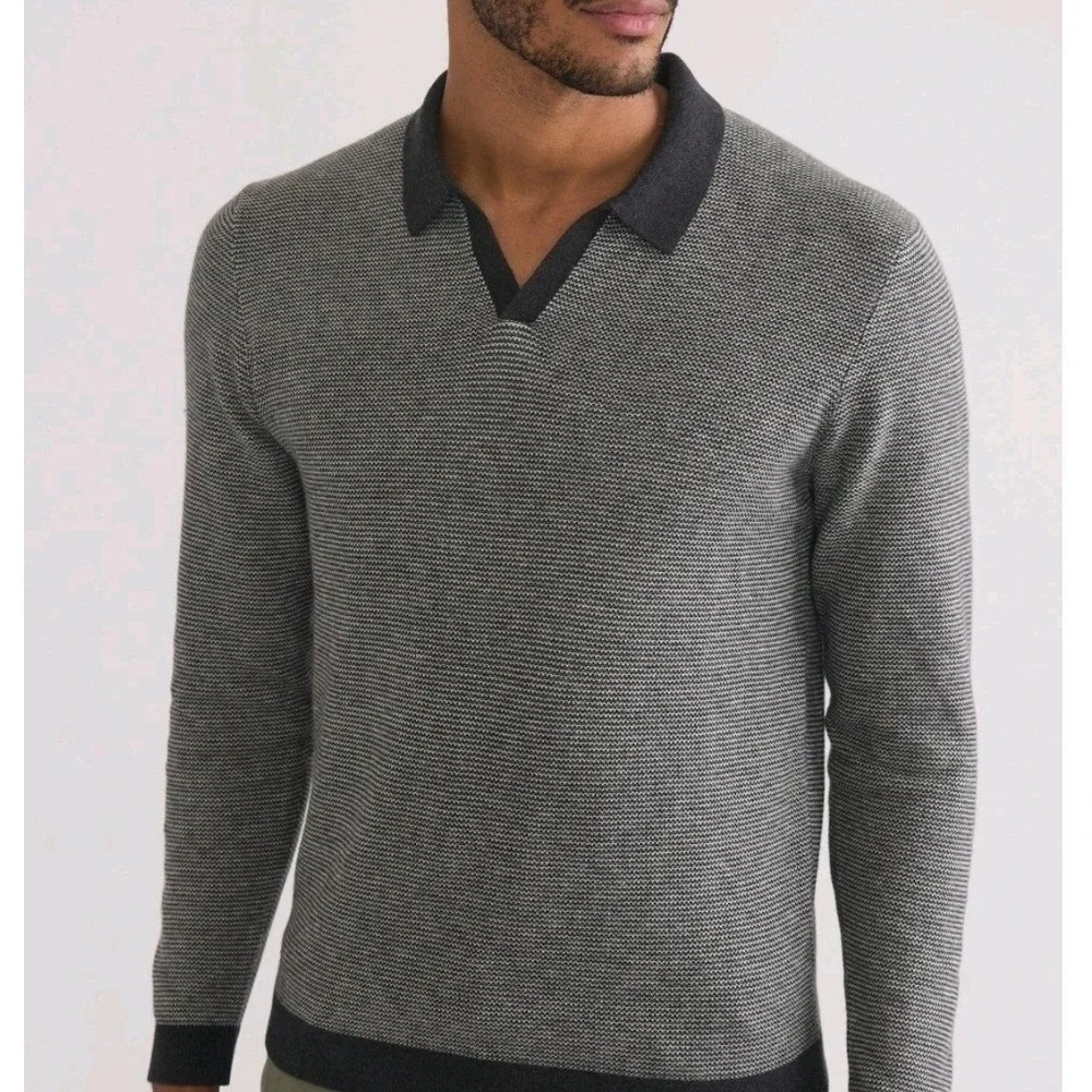 Marine Layer Liam Long Sleeve Sweater M Polo Style 16475 Merino Wool Blend‎